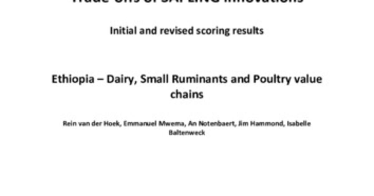 Trade-offs Of SAPLING Innovations - Initial And Revised Scoring Results ...